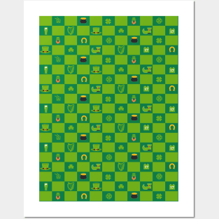 St Patrick's Day Checkered Pattern Posters and Art